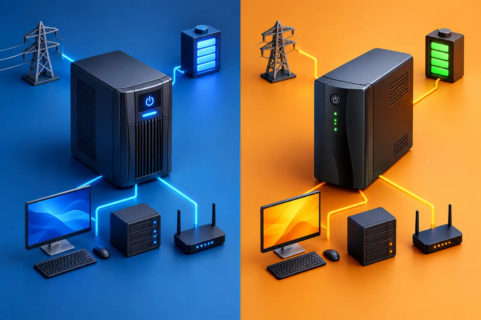Diferença entre nobreak online e interativo